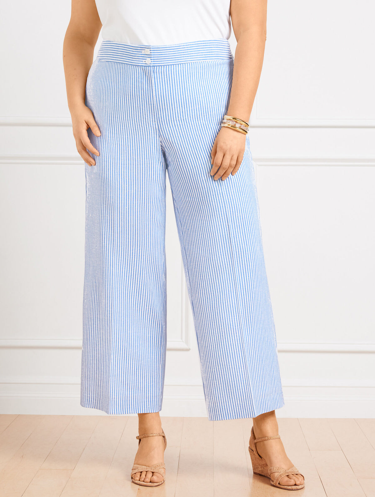 Talbots PLUS EXCLUSIVE WIDE LEG CROP PANTS - SUNSET STRIPE