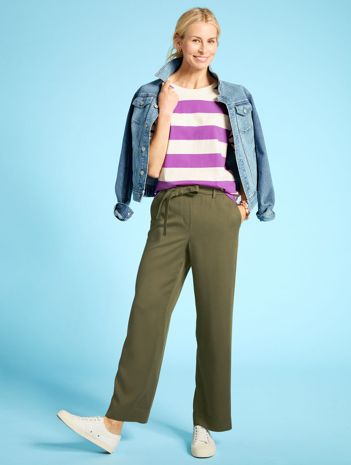 Talbots BOXY CREWNECK TEE - MIXED STRIPE