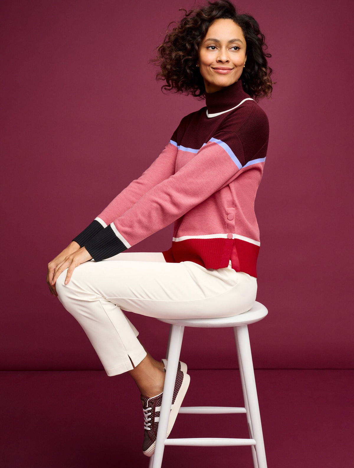 Talbots MOCKNECK SWEATER - STRIPED COLORBLOCK