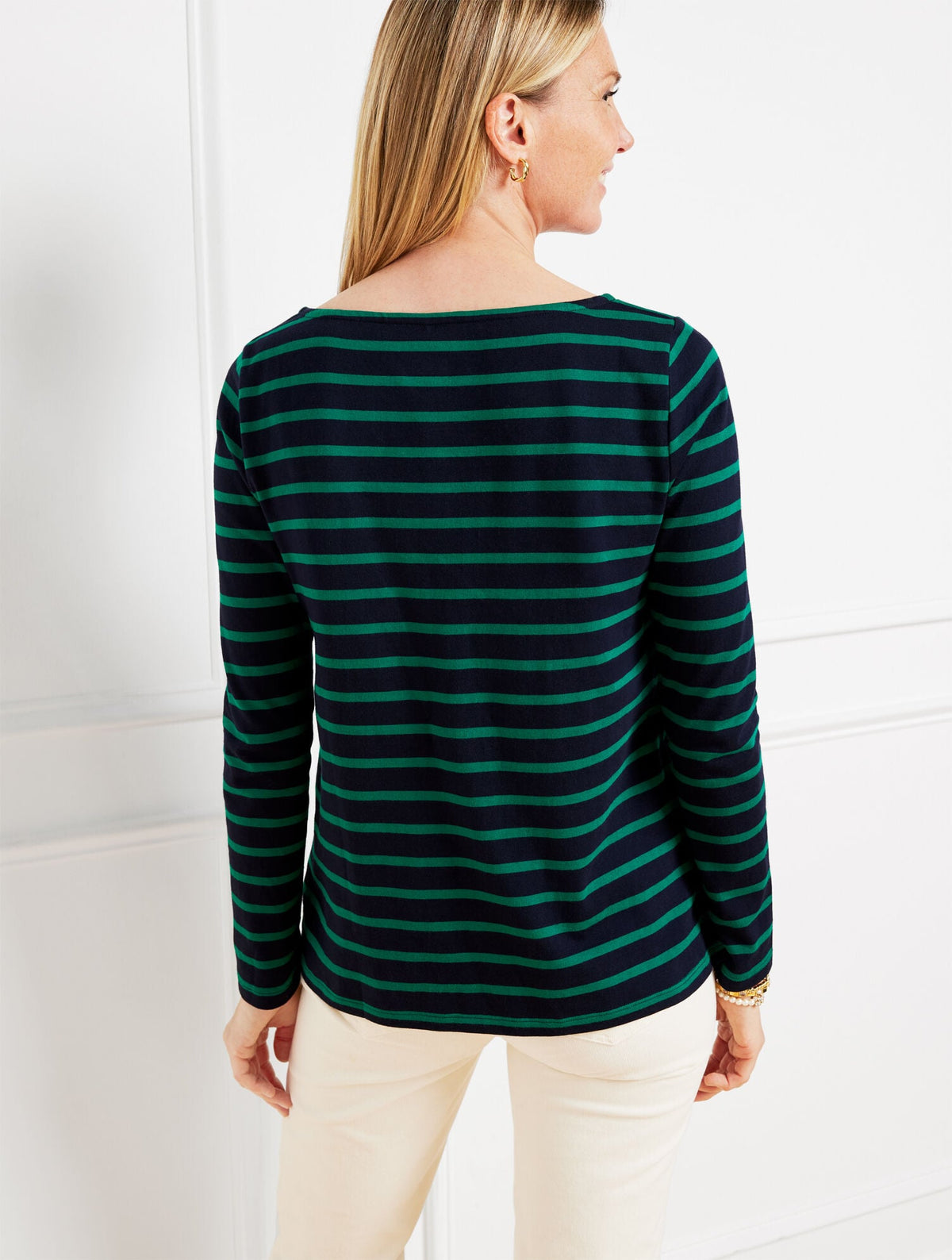 Talbots EMBROIDERED BATEAU NECK TEE - COCKTAIL