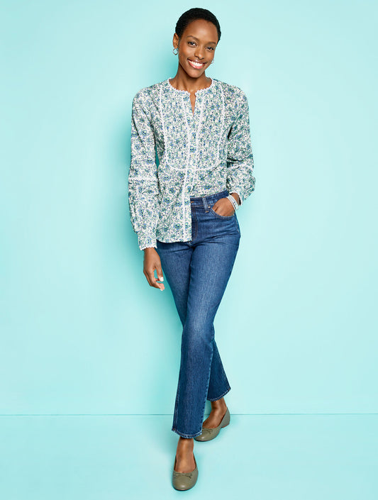 Talbots SCALLOP LACE TRIM TOP - BLOOMING DAFFODILS