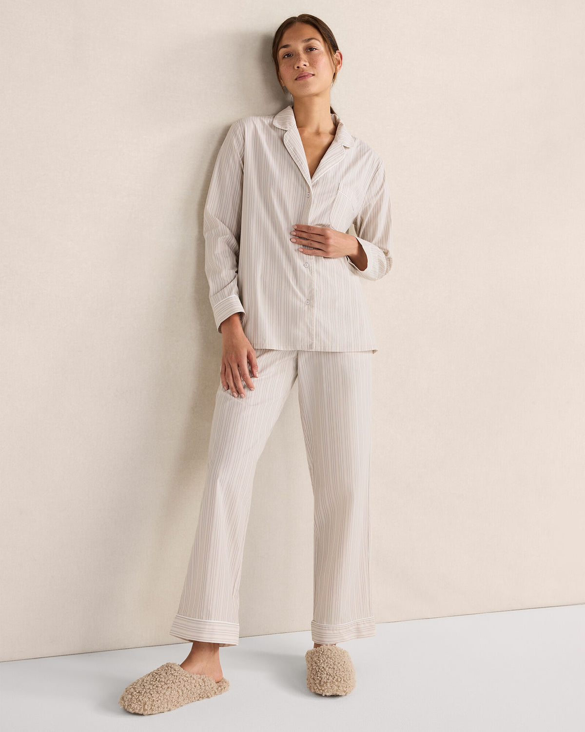 Talbots ORGANIC COTTON POPLIN MULTI STRIPE PAJAMA SHIRT