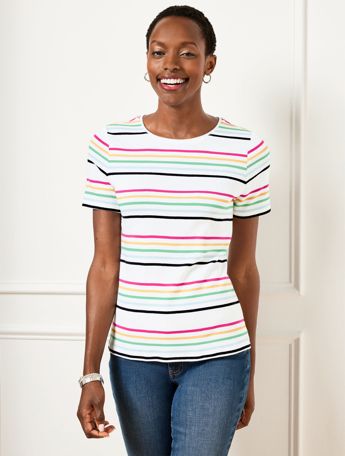 Talbots CREWNECK TEE - MAGNOLIA STRIPE