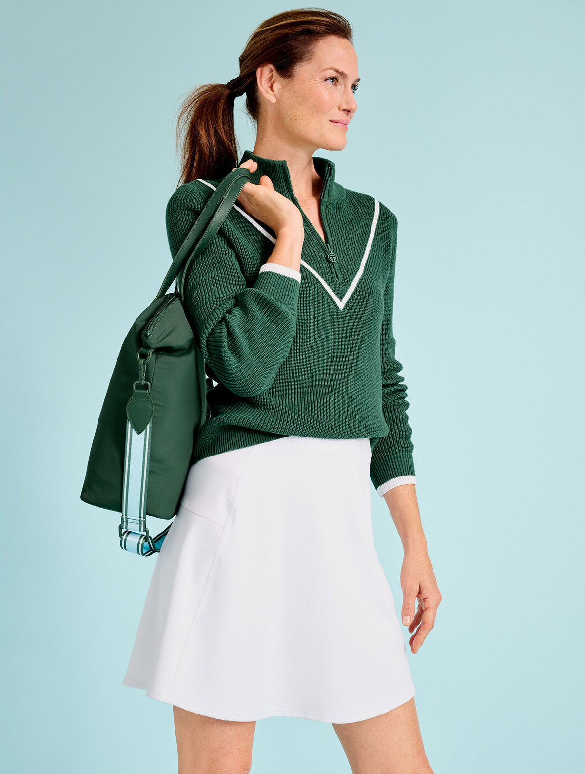 Talbots COOLMAX® HALF-ZIP SWEATER - CHEVRON