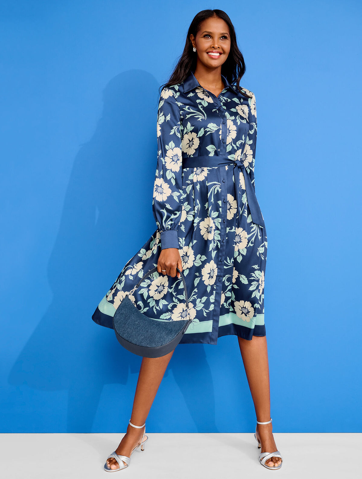Talbots TIE WAIST SHIRTDRESS - DELIGHTFUL FLORAL
