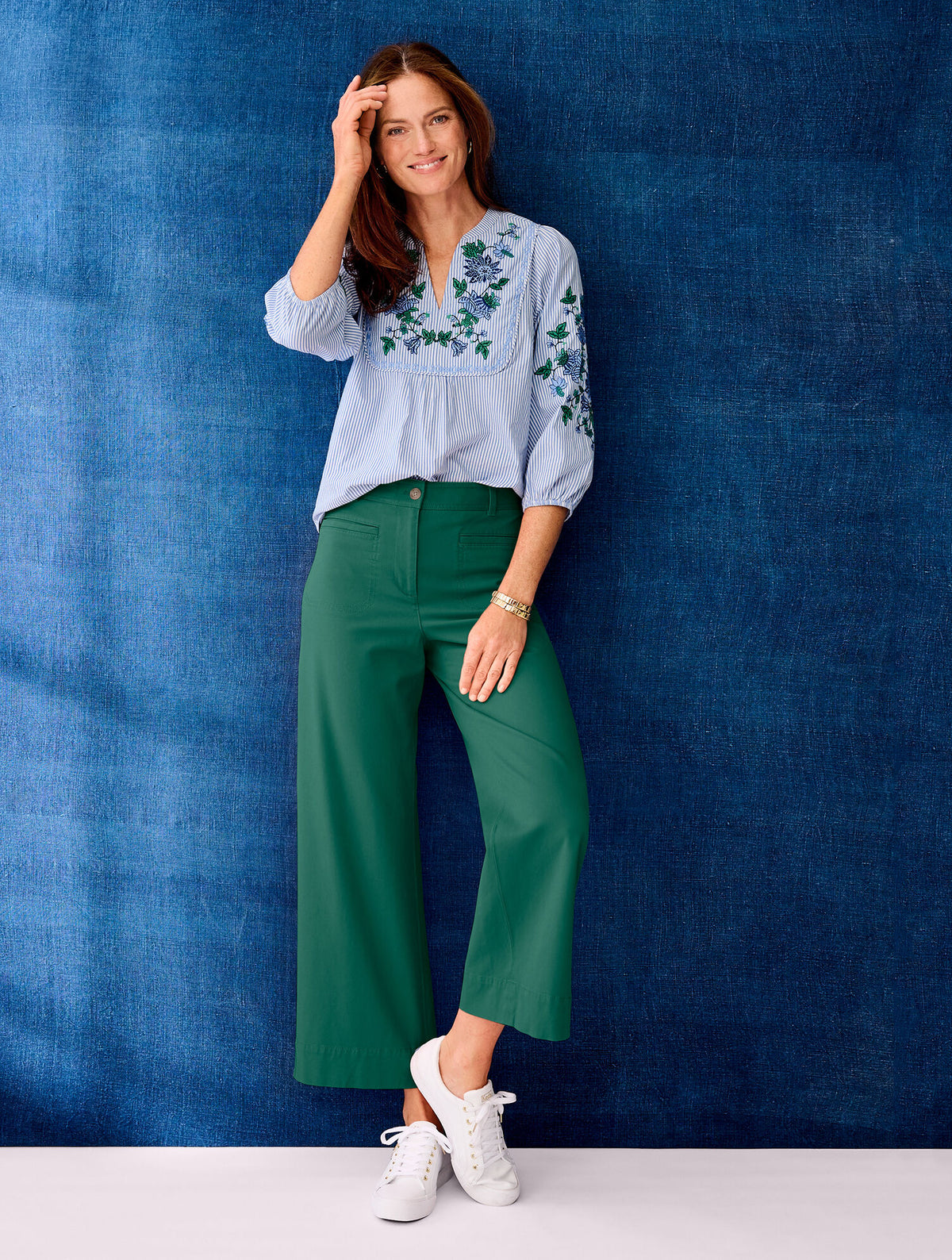Talbots EMBROIDERED STRIPE POPOVER