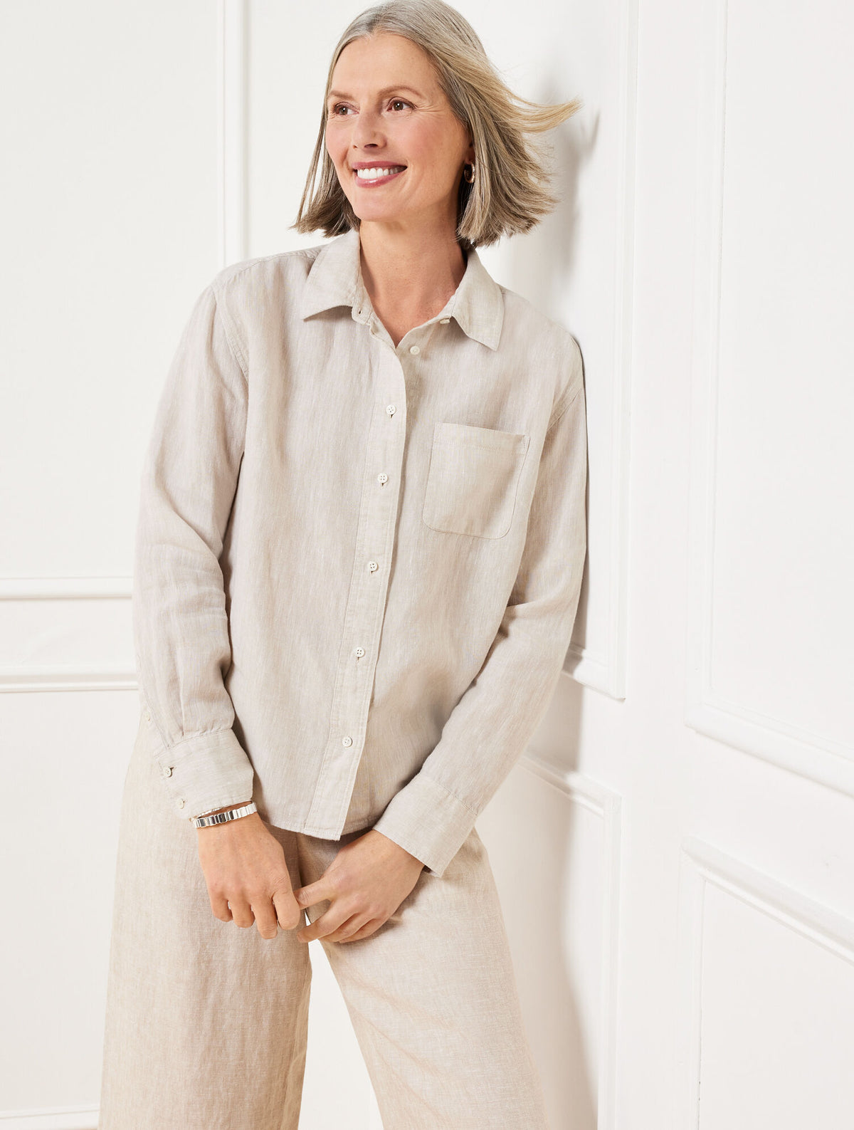 Talbots LINEN SHIRT - BEIGE