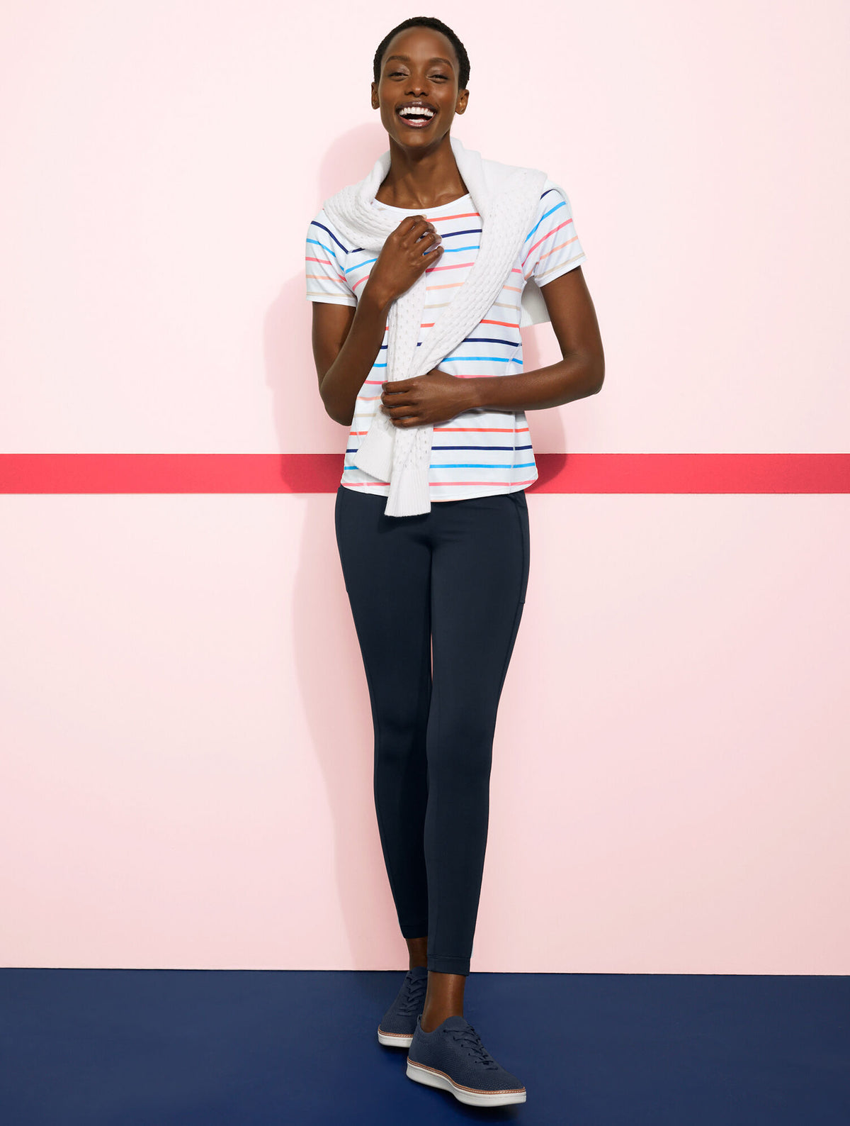 Talbots COOL SLUB ACTIVE SHORT SLEEVE TEE - MATCH STRIPE