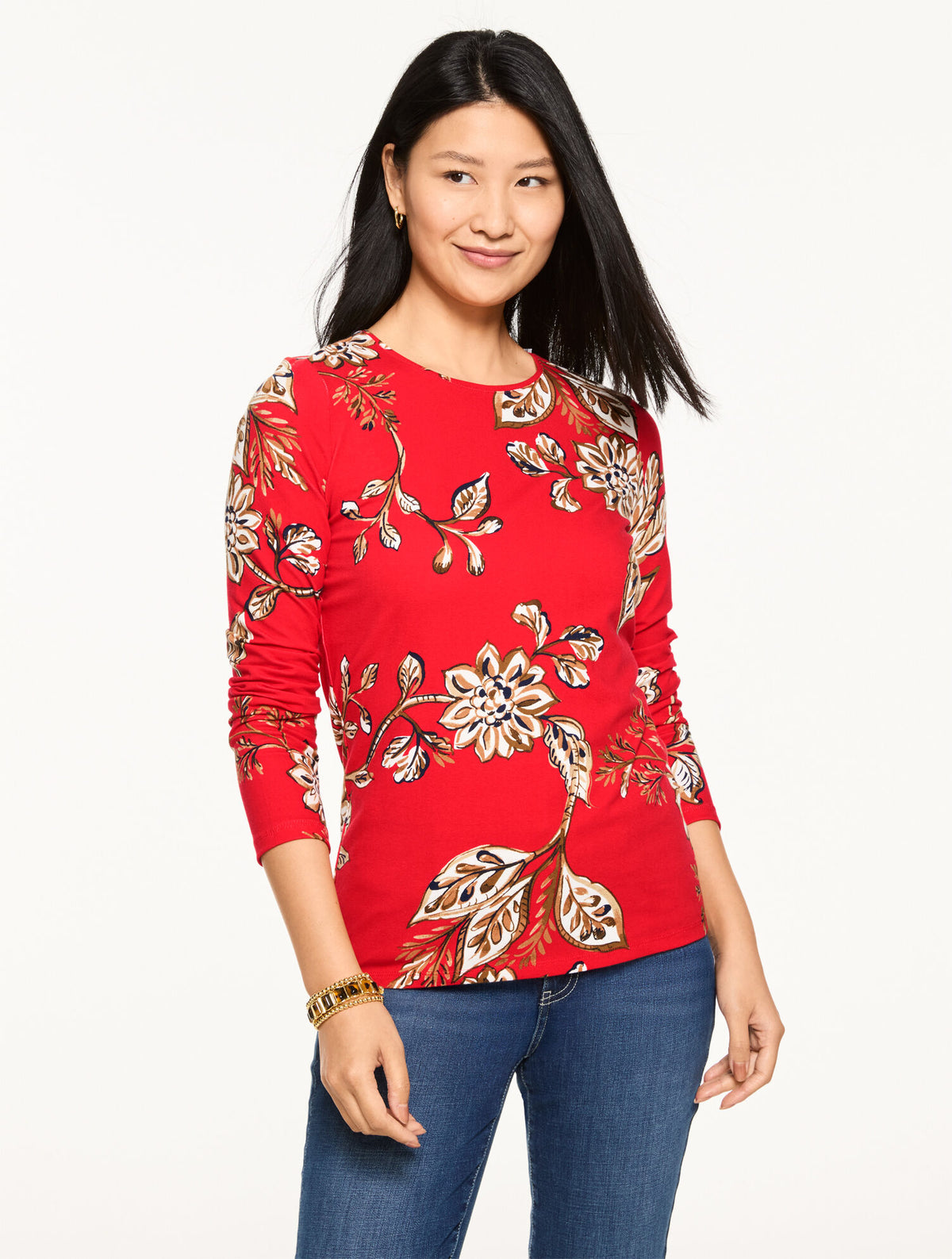Talbots LONG SLEEVE CREWNECK TEE - SYMPHONY FLORAL