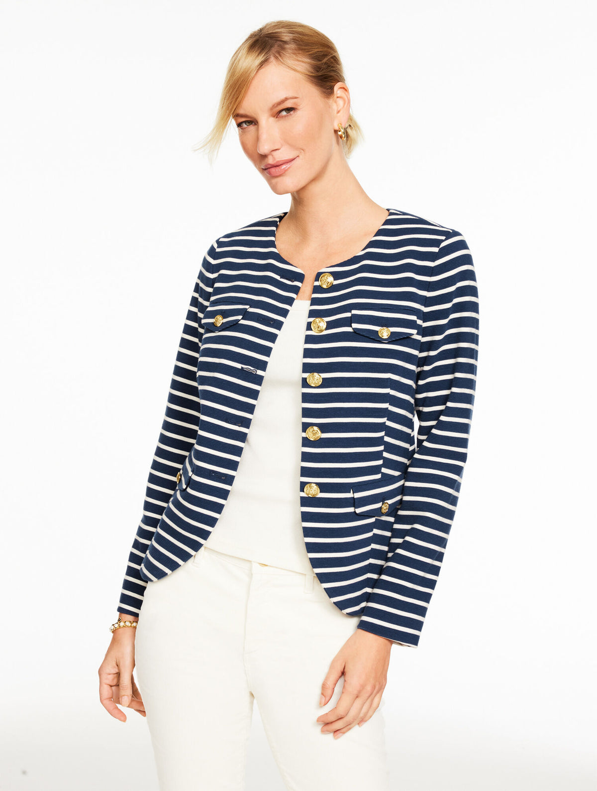 Talbots STRIPE KNIT JACKET