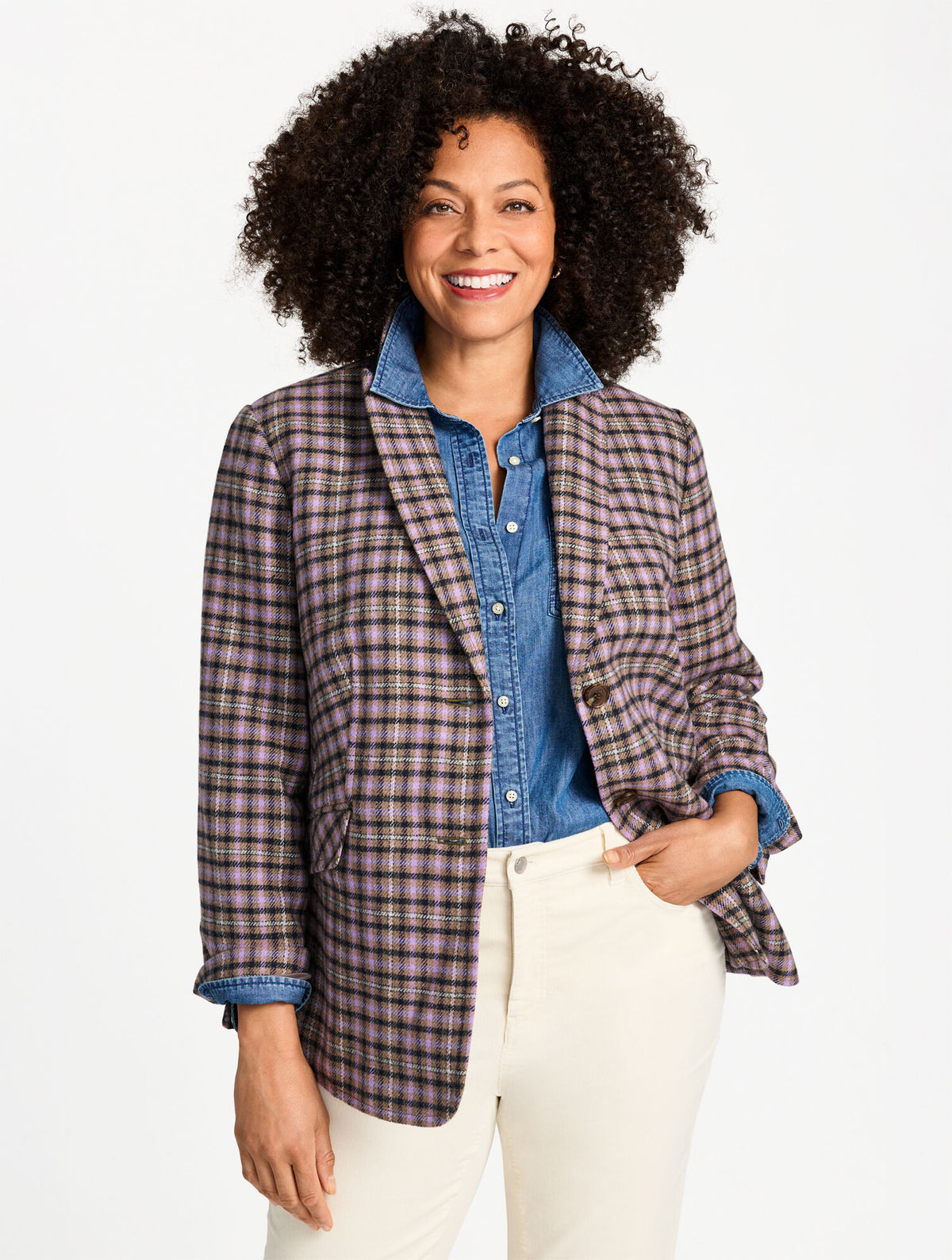 Talbots PLUS EXCLUSIVE PEMBERLEY PLAID CLASSIC BLAZER