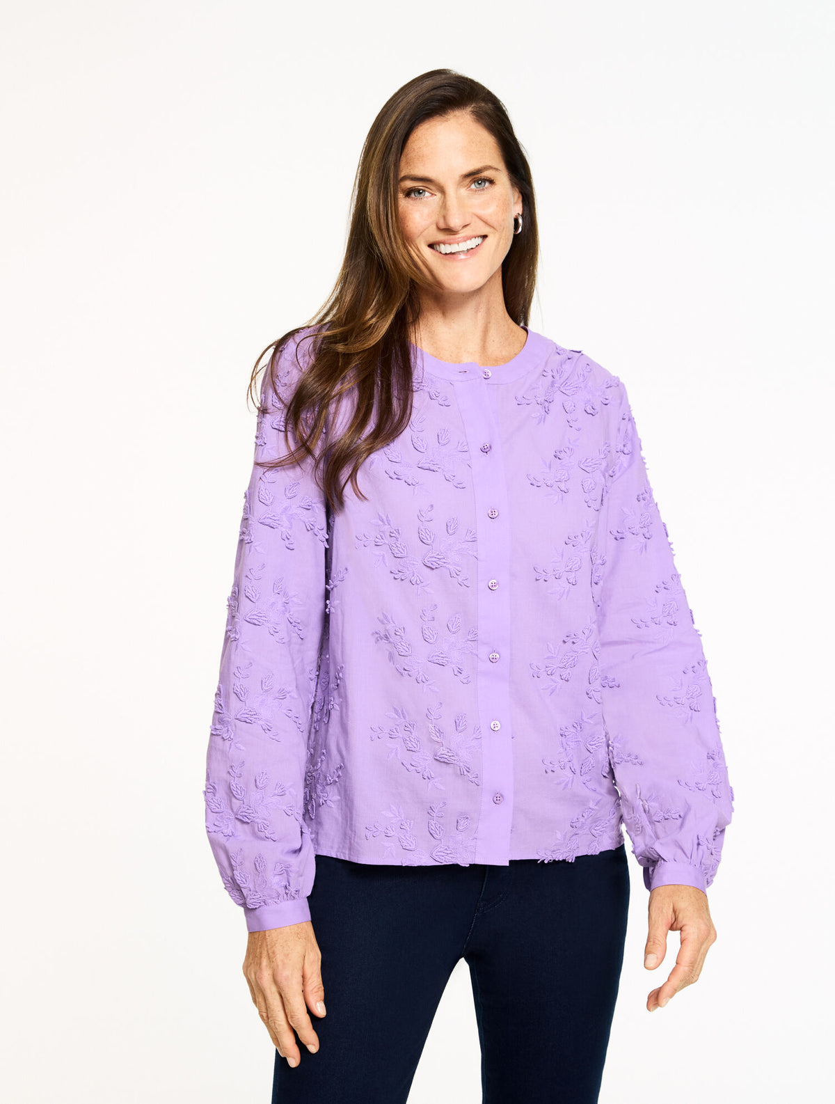 Talbots LILY FLORAL EMBROIDERED TOP