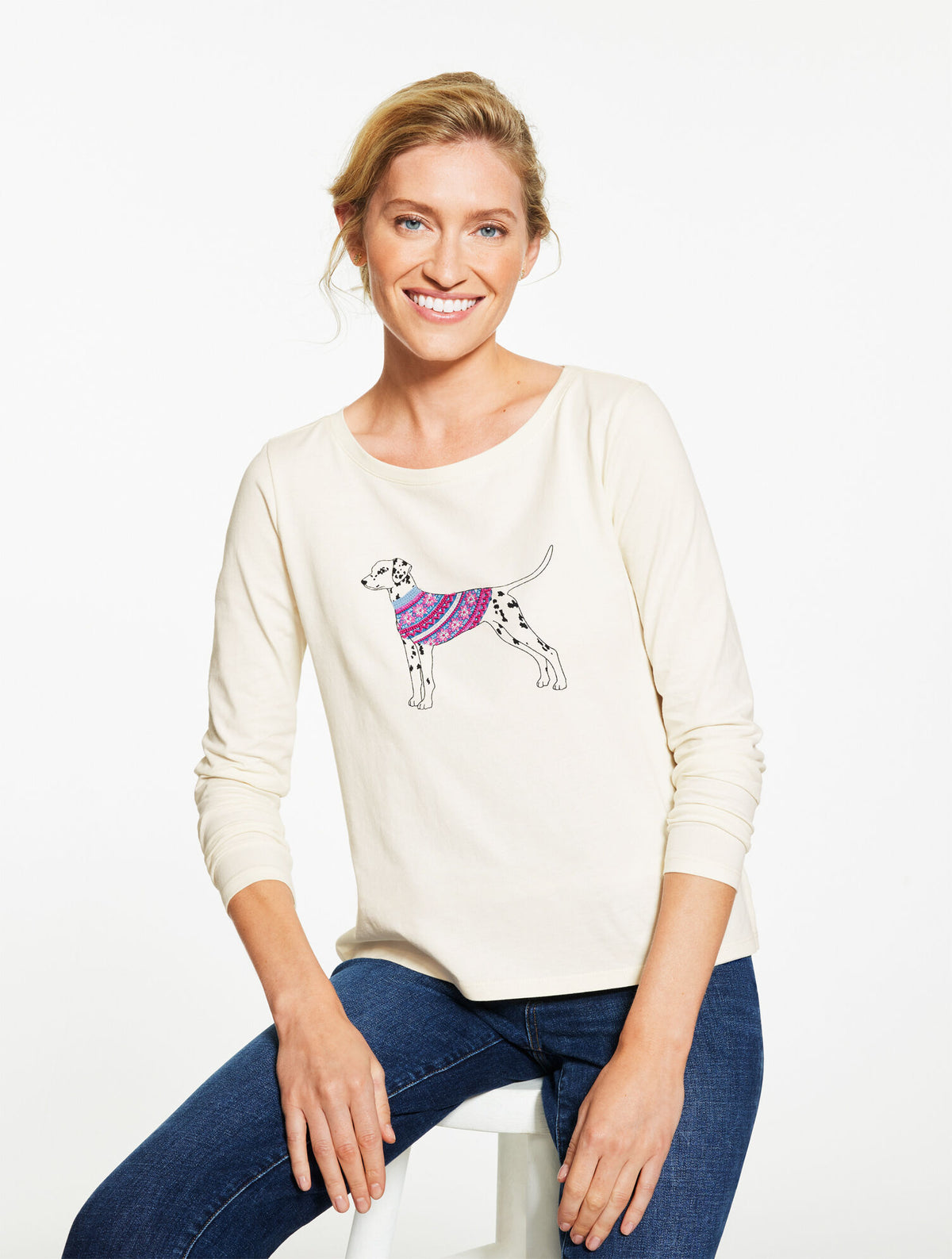 Talbots CREWNECK TEE - DALMATIAN