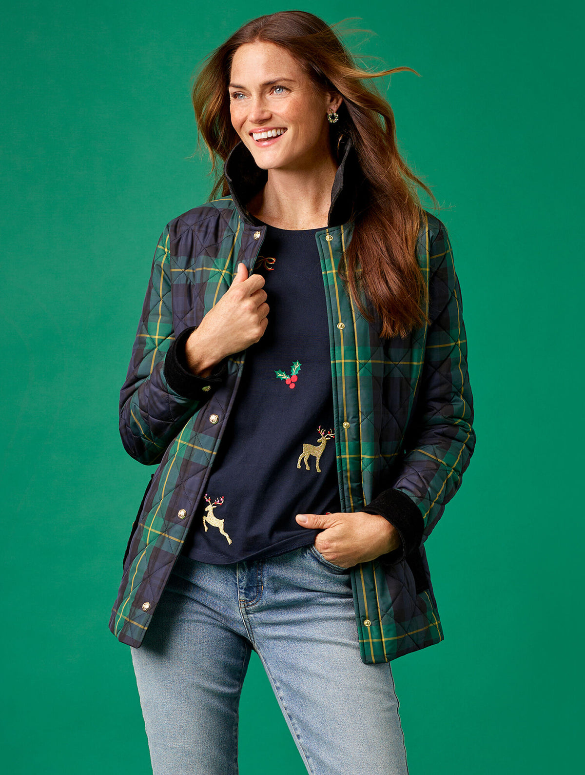 Talbots PUFFER JACKET - SLOANE TARTAN