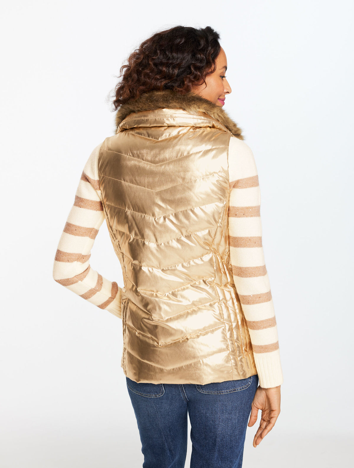 Talbots QUILTED PUFFER VEST - METALLIC