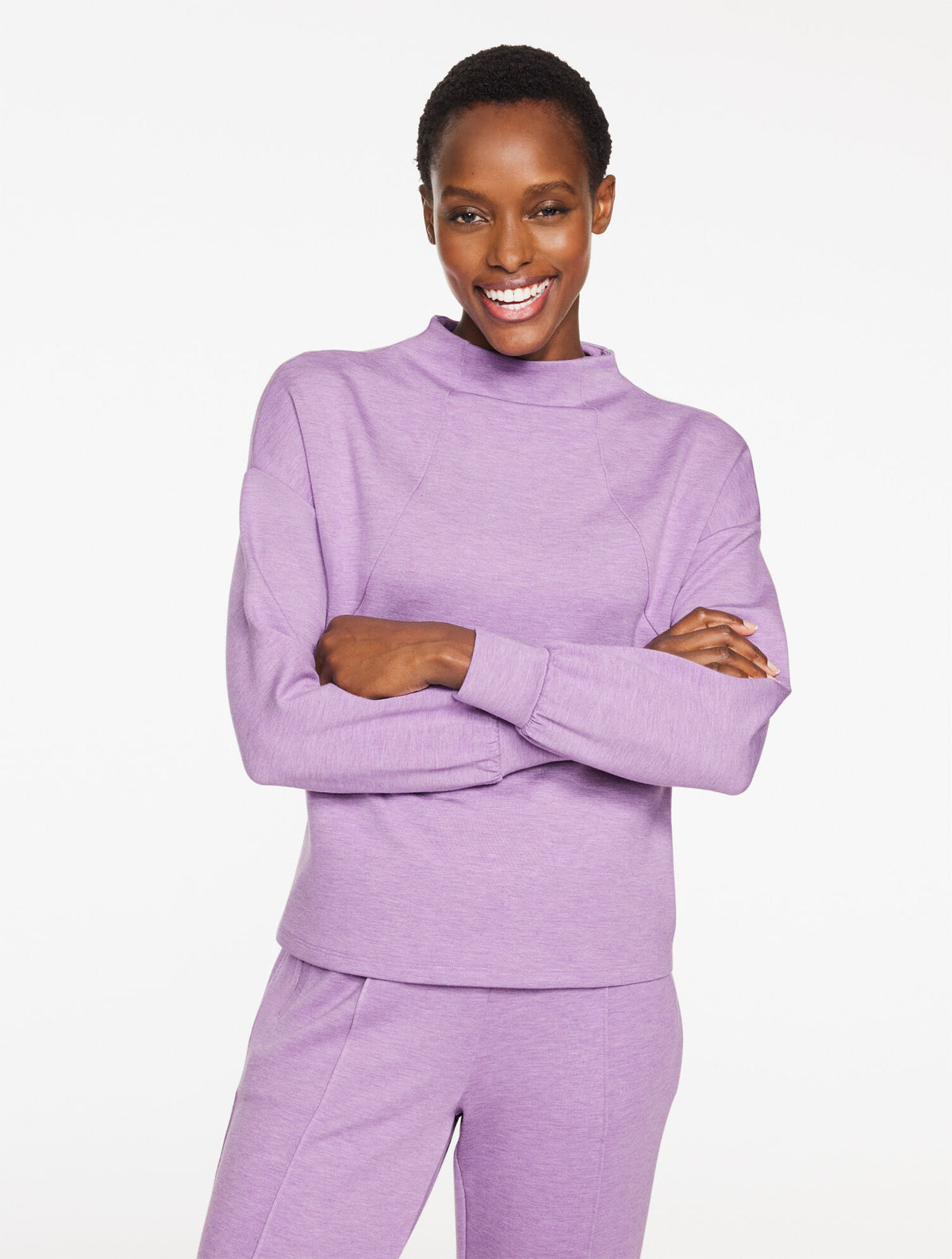 Talbots AIRKNIT STRETCH MOCKNECK PULLOVER - HEATHERED