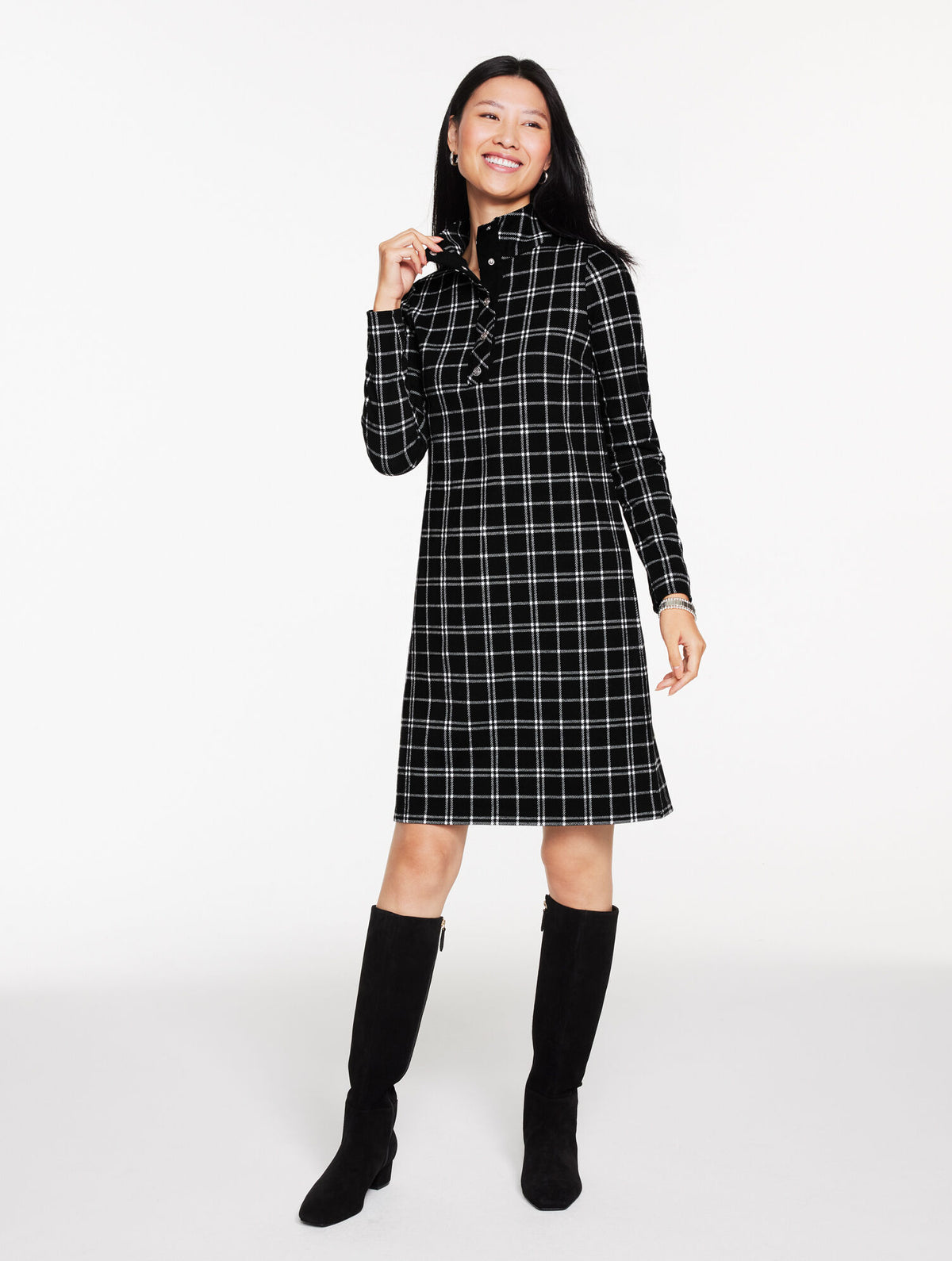 Talbots BRUSHED JACQUARD TURTLENECK DRESS - PRETTY PEPPERMINT
