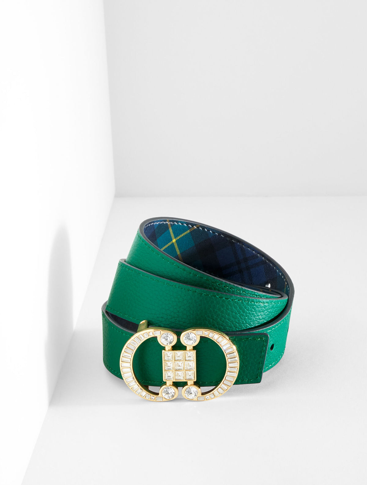 Talbots CRYSTAL EMBELLISHED REVERSIBLE PEBBLE LEATHER BELT