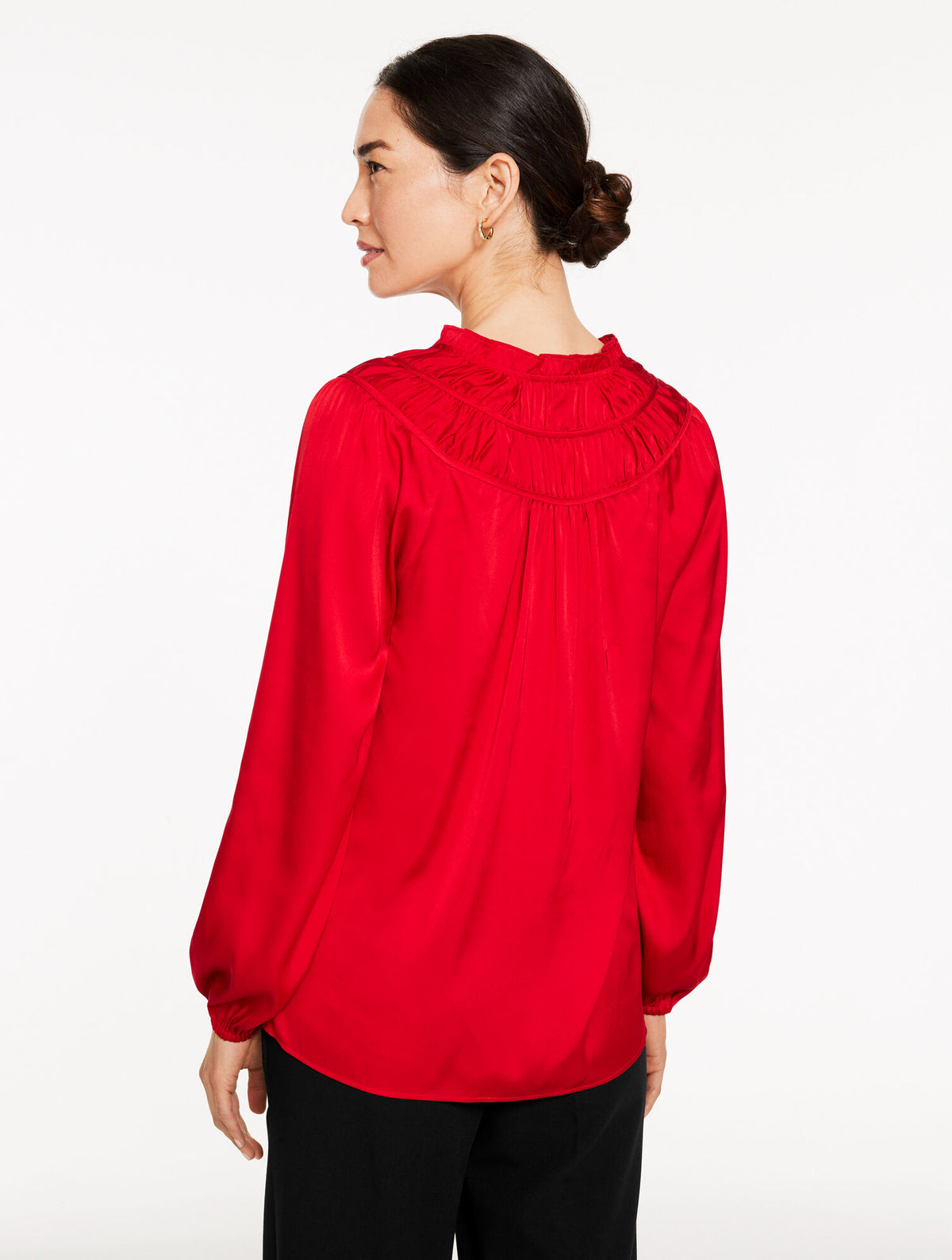 Talbots SOFT SATIN CHARMEUSE SHIRRED TOP