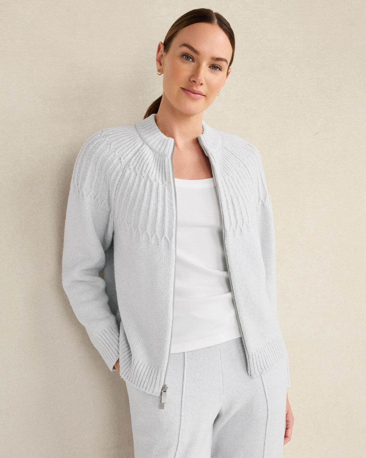 Talbots ORGANIC COTTON BLEND FAIR ISLE STITCH BOMBER