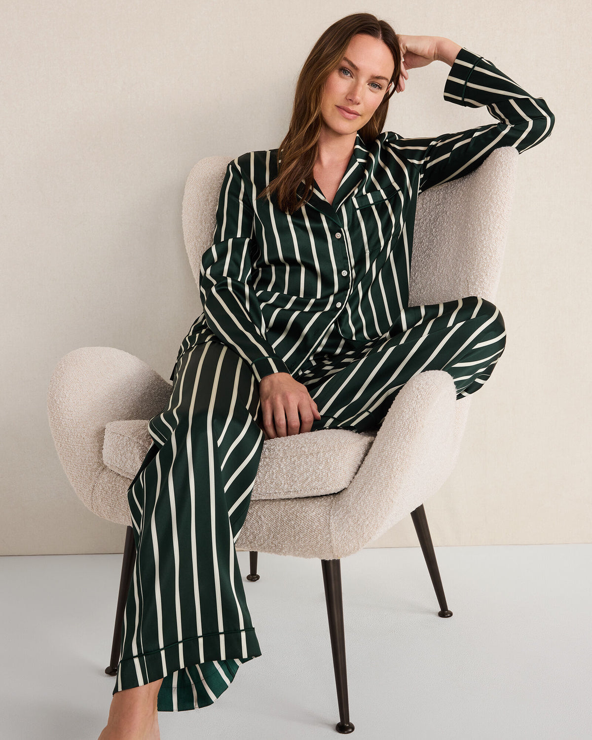 Talbots WASHABLE SILK PINSTRIPE PAJAMA PANTS