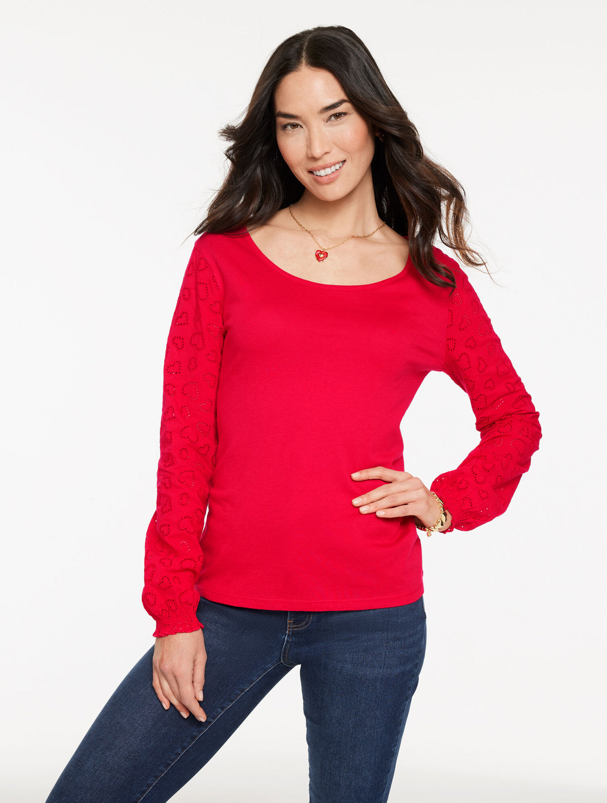 Talbots MIXED MEDIA HEART TOP
