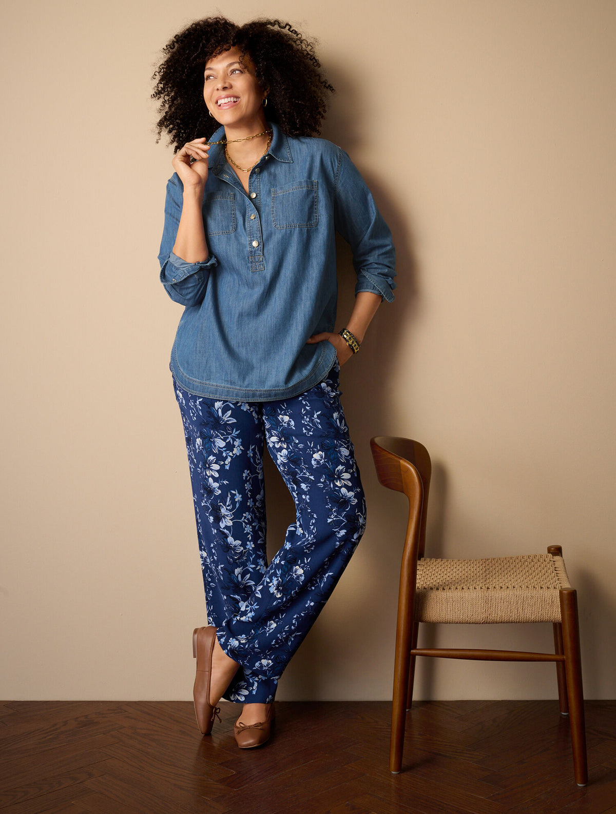 Talbots STRAIGHT LEG PULL-ON PANTS - EXQUISITE BLOOMS