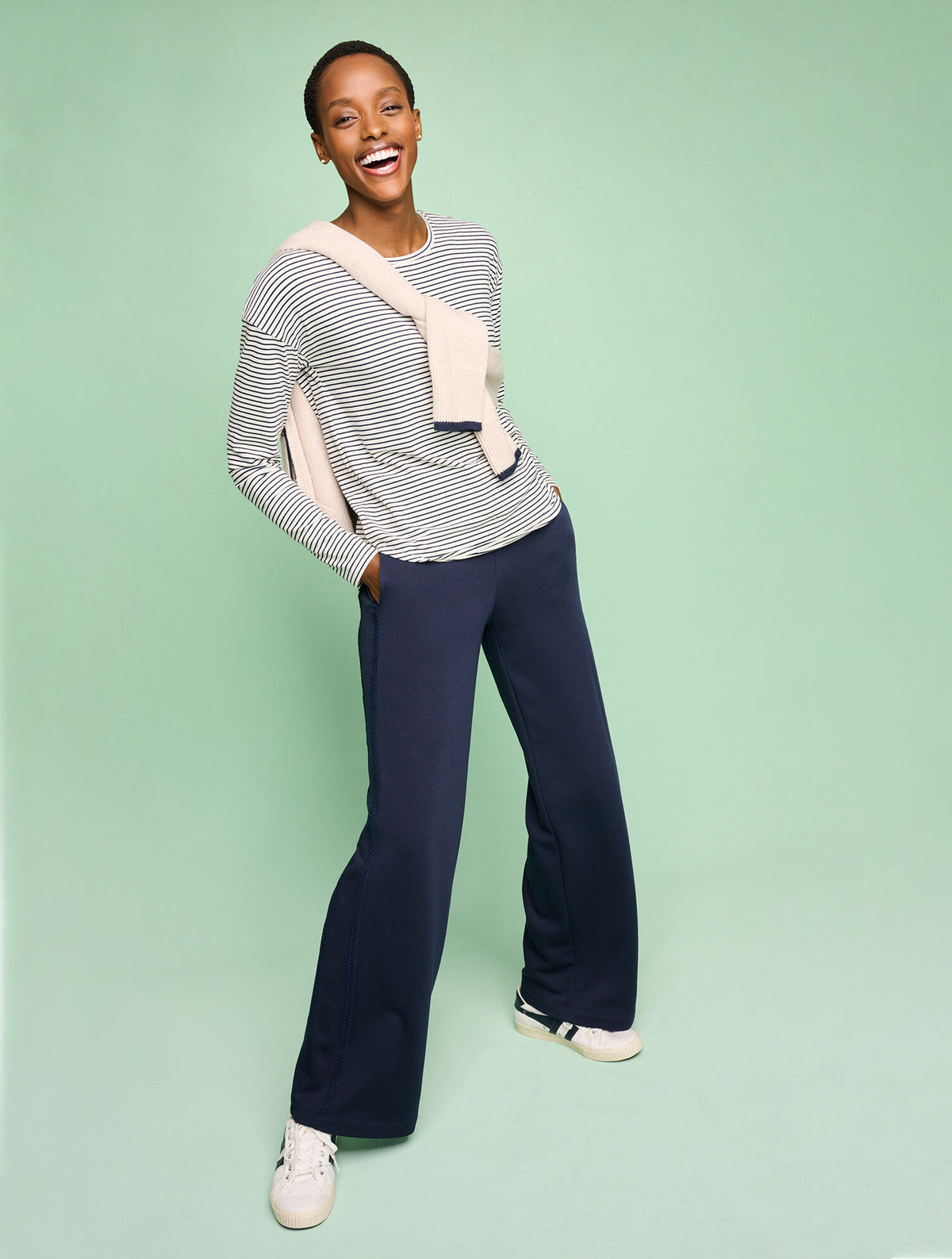 Talbots RIBBED CREWNECK TEE - CHERISH STRIPE