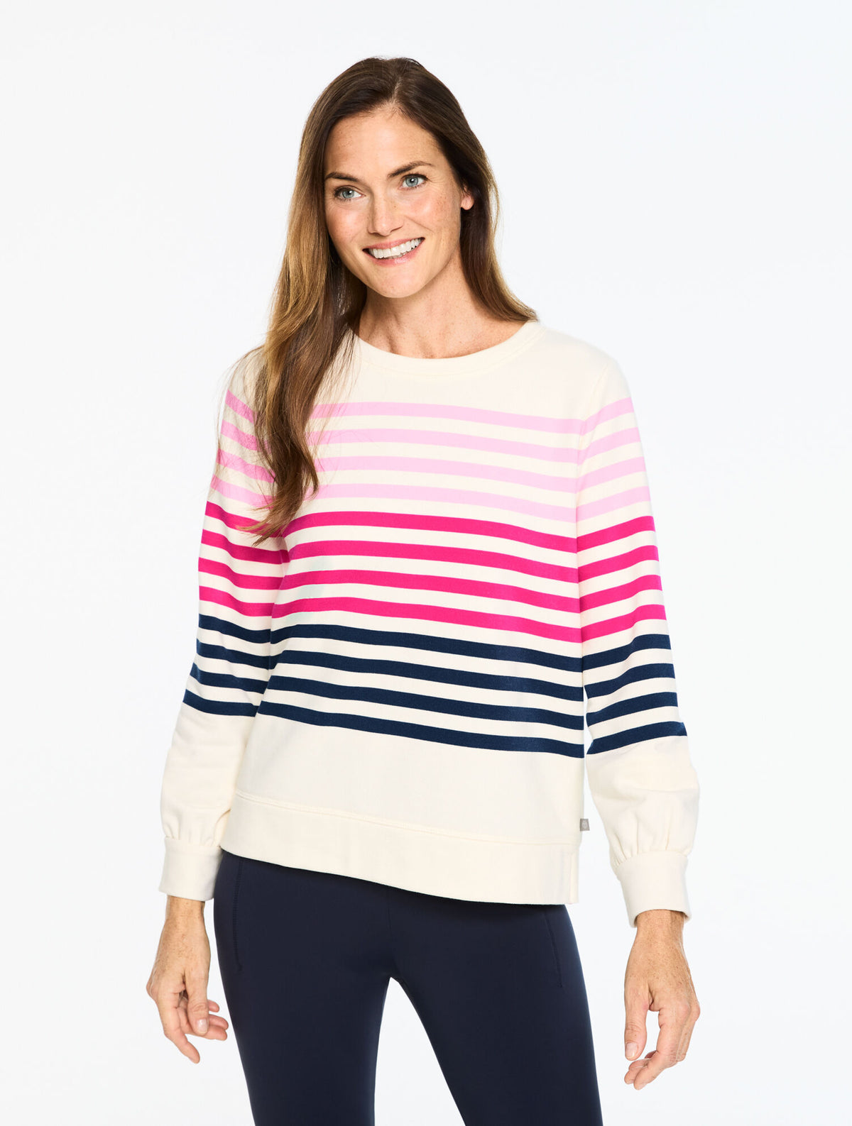 Talbots FRENCH TERRY CREWNECK PULLOVER - BREEZY STRIPE