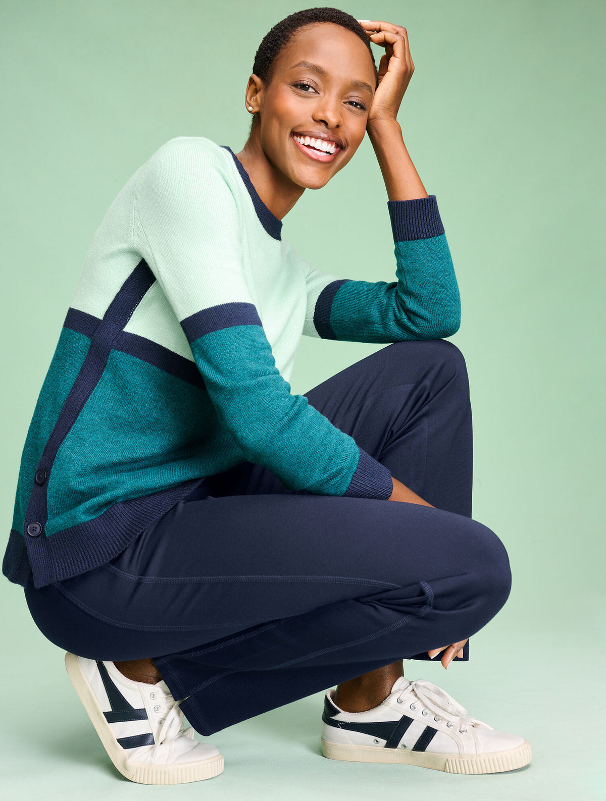 Talbots BUTTON HEM CREWNECK SWEATER