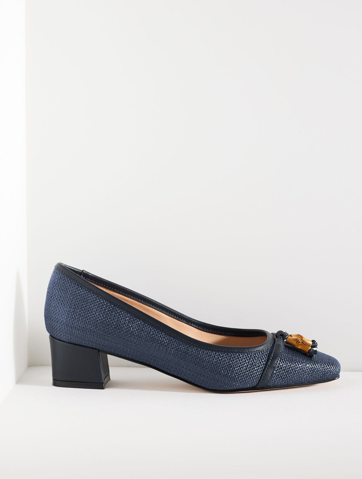 Talbots SIENNA BAMBOO RAFFIA BLOCK HEEL PUMPS - SHIMMER