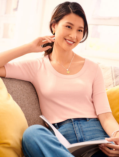 Talbots SCOOP NECK CURVED HEM TEE - PIMA SOLID