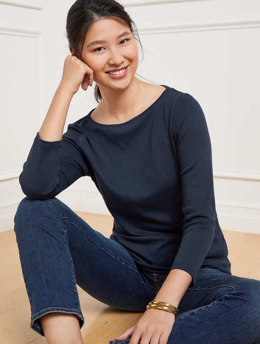 Talbots BATEAU NECK PIMA COTTON TEE- SOLIDS