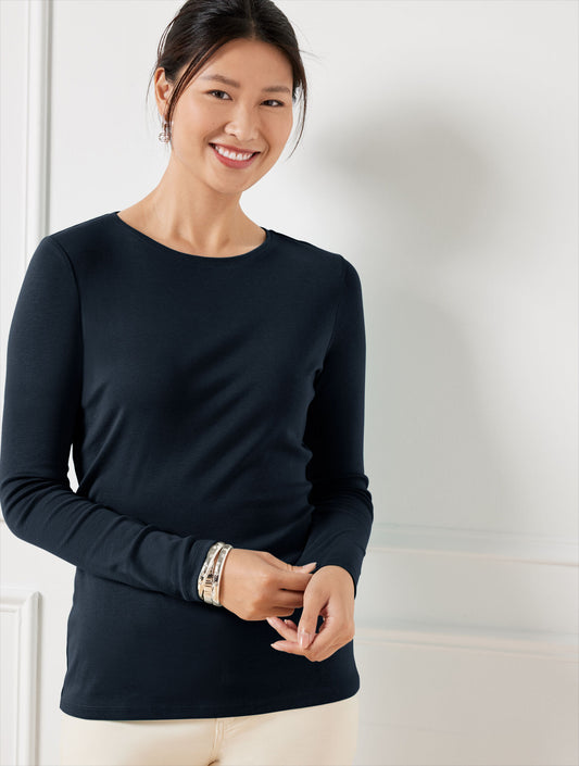 Talbots PIMA CREWNECK TEE - SOLID