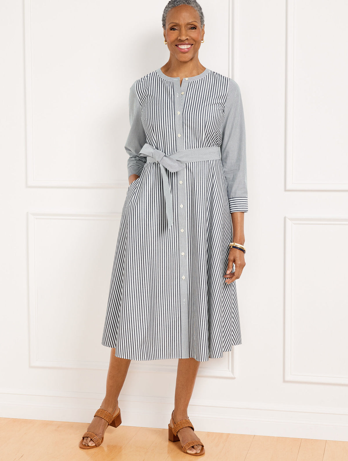 Talbots BELTED SHIRTDRESS - DAISY STRIPE