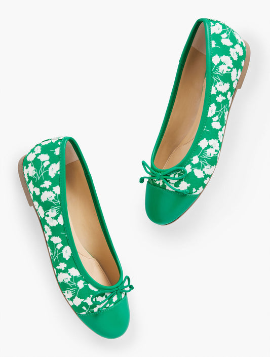 Talbots BLAIR CAP TOE MARIGOLD SATEEN BALLET FLATS