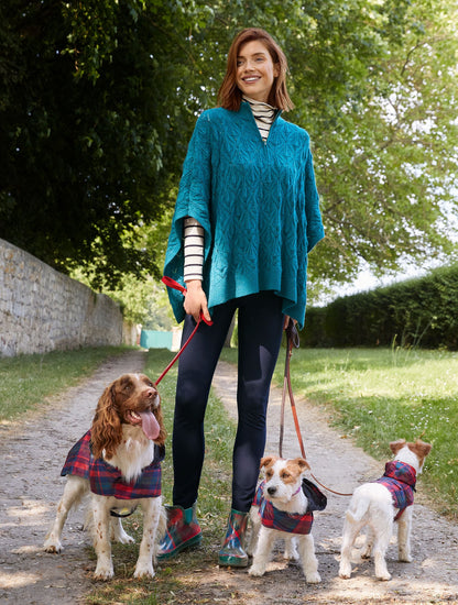 Talbots CABLE KNIT PONCHO - TEAL OCEAN TWEED