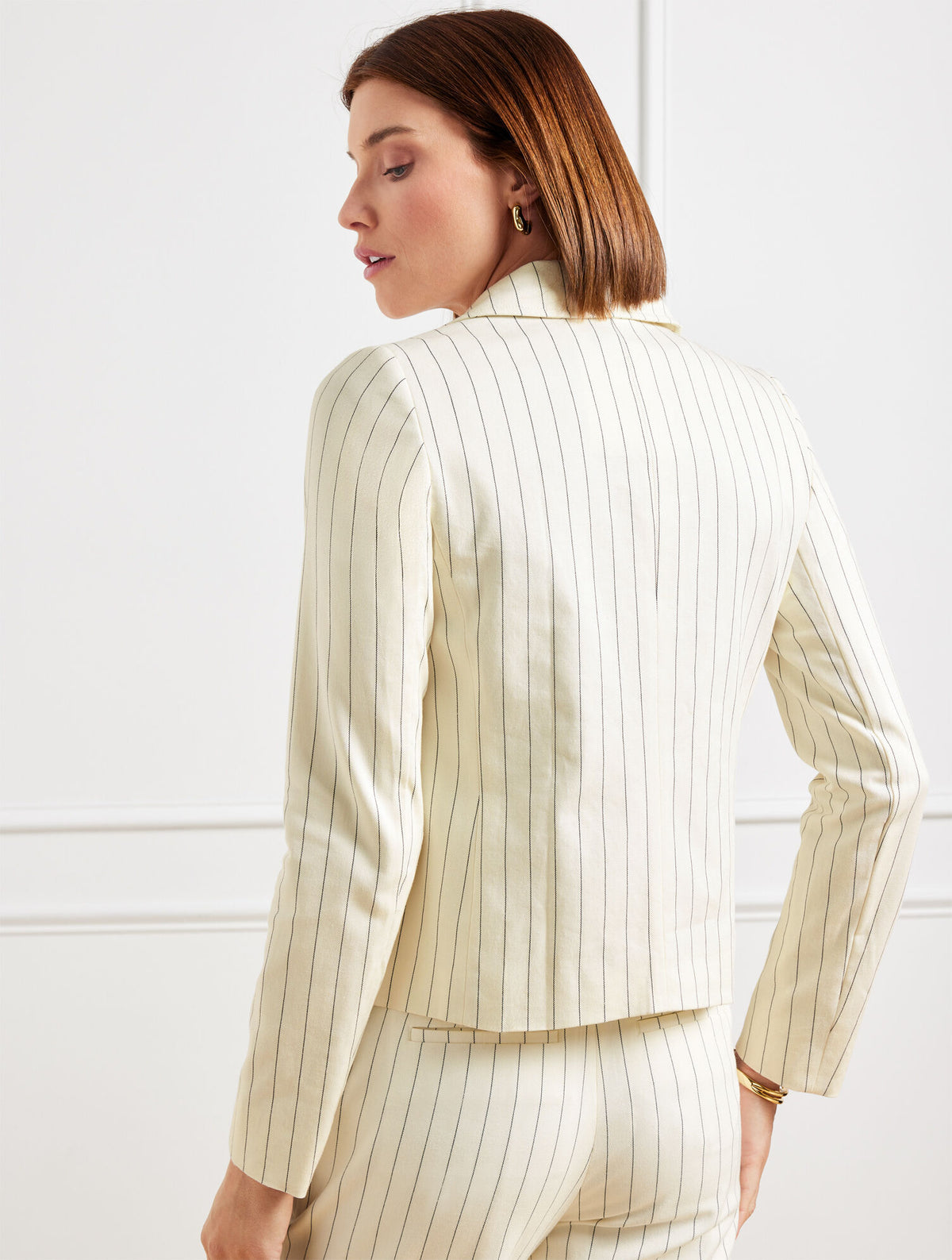 Talbots CROPPED JACKET - SUNNY PINSTRIPE