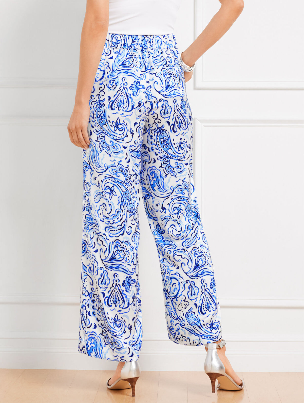 Talbots SATIN WIDE LEG PANTS - PAINTED PAISLEY