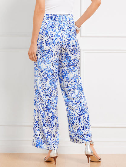 Talbots SATIN WIDE LEG PANTS - PAINTED PAISLEY