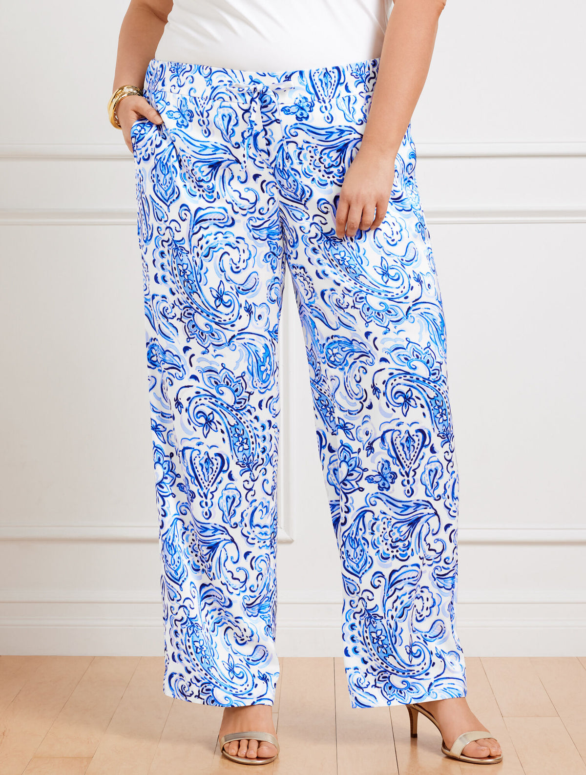 Talbots SATIN WIDE LEG PANTS - PAINTED PAISLEY