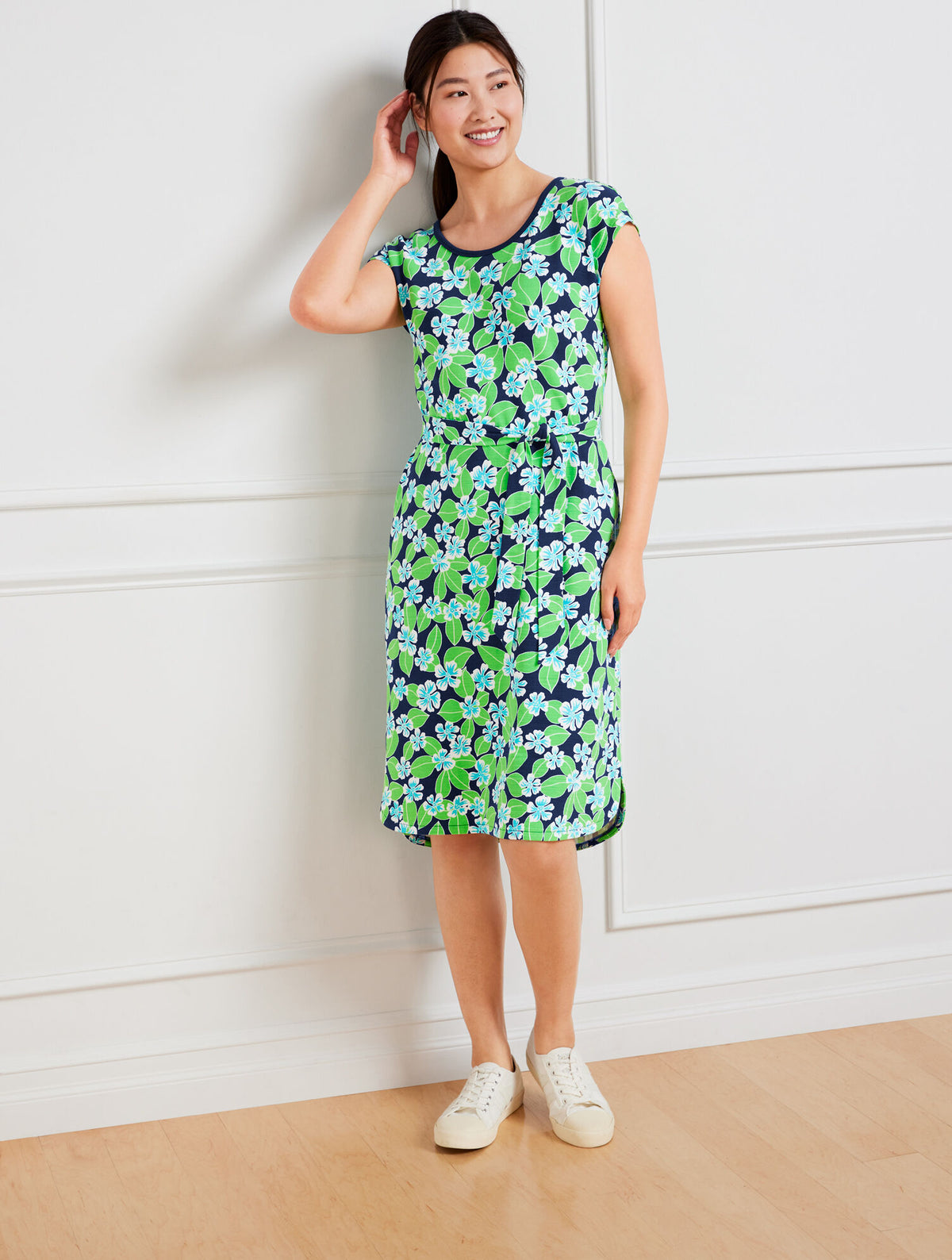 Talbots OPEN BACK SHORT SLEEVE DRESS - FLORAL FIELDS