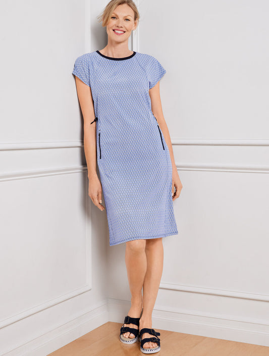Talbots LIGHTWEIGHT WOVEN STRETCH BUNGEE CORD DRESS - SCALLOP
