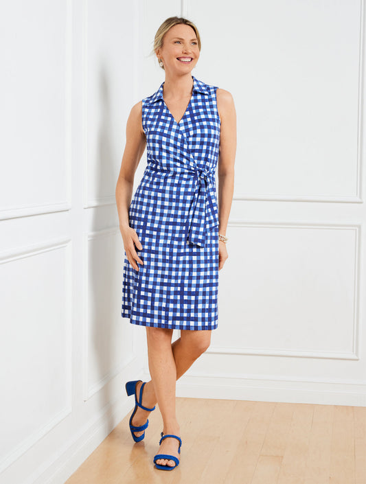 Talbots EFFORTLESS JERSEY KELLEY DRESS - GINGHAM