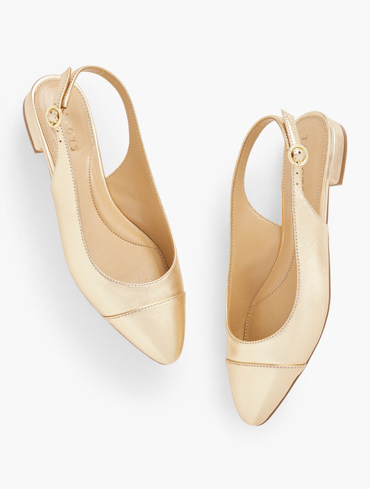 Talbots EDISON METALLIC LEATHER SLINGBACK FLATS