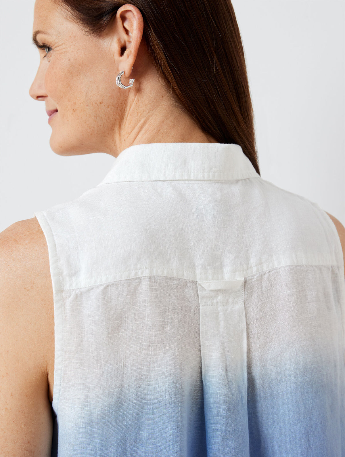 Talbots SLEEVELESS SIDE BUTTON LINEN POPOVER - DIP DYE
