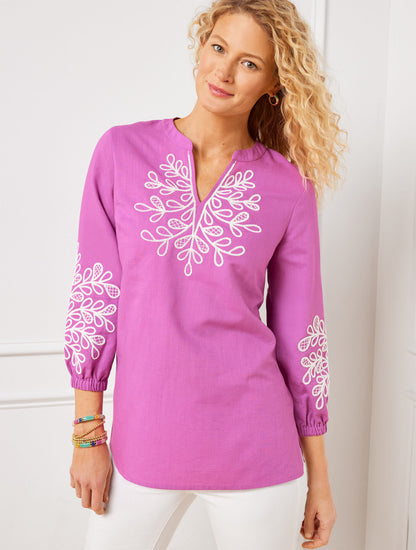 Talbots EMBROIDERED LINEN COTTON TUNIC