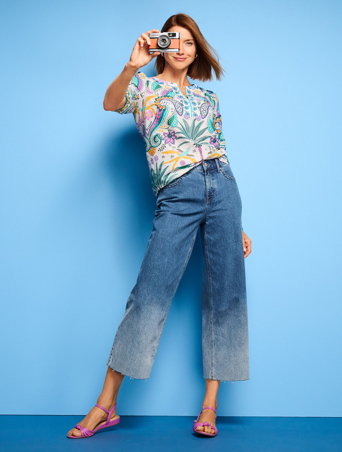 Talbots WIDE LEG CROP JEANS - HOFFMAN WASH