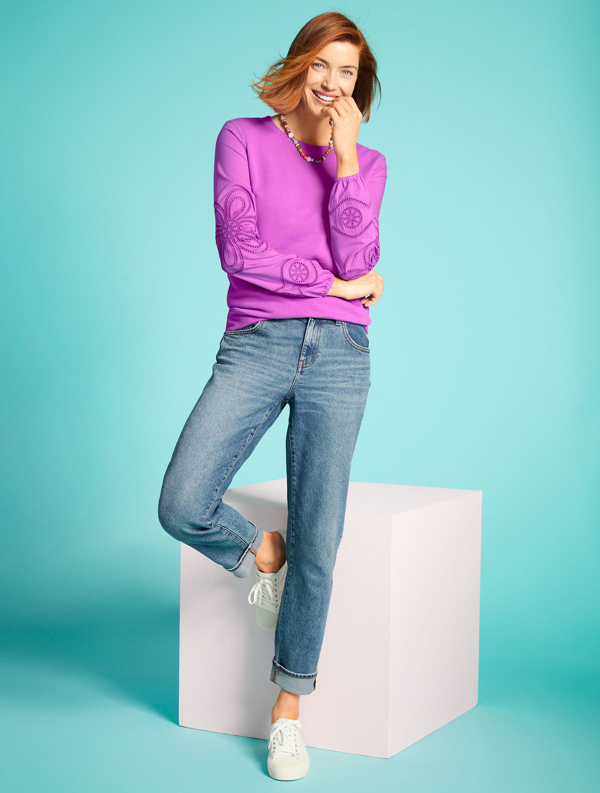 Talbots EMBROIDERED CREWNECK SWEATSHIRT