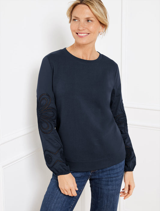 Talbots EMBROIDERED CREWNECK SWEATSHIRT